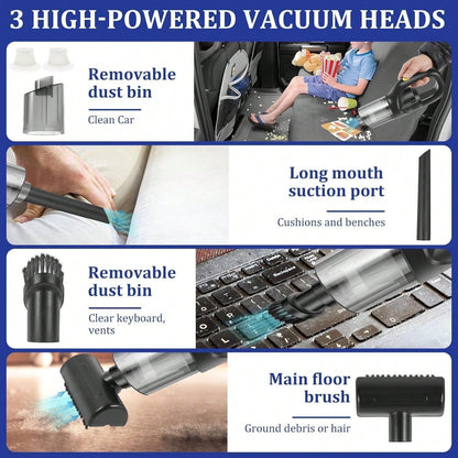 Portable Handheld Car Vacuum Cleaner, 9000Pa Suction Power, Handheld And Portable Design, USB Charging, Suitable For Cleaning Cars, Workshops, Computers, Homes, Decorations, Offices And Home Sofa Clea