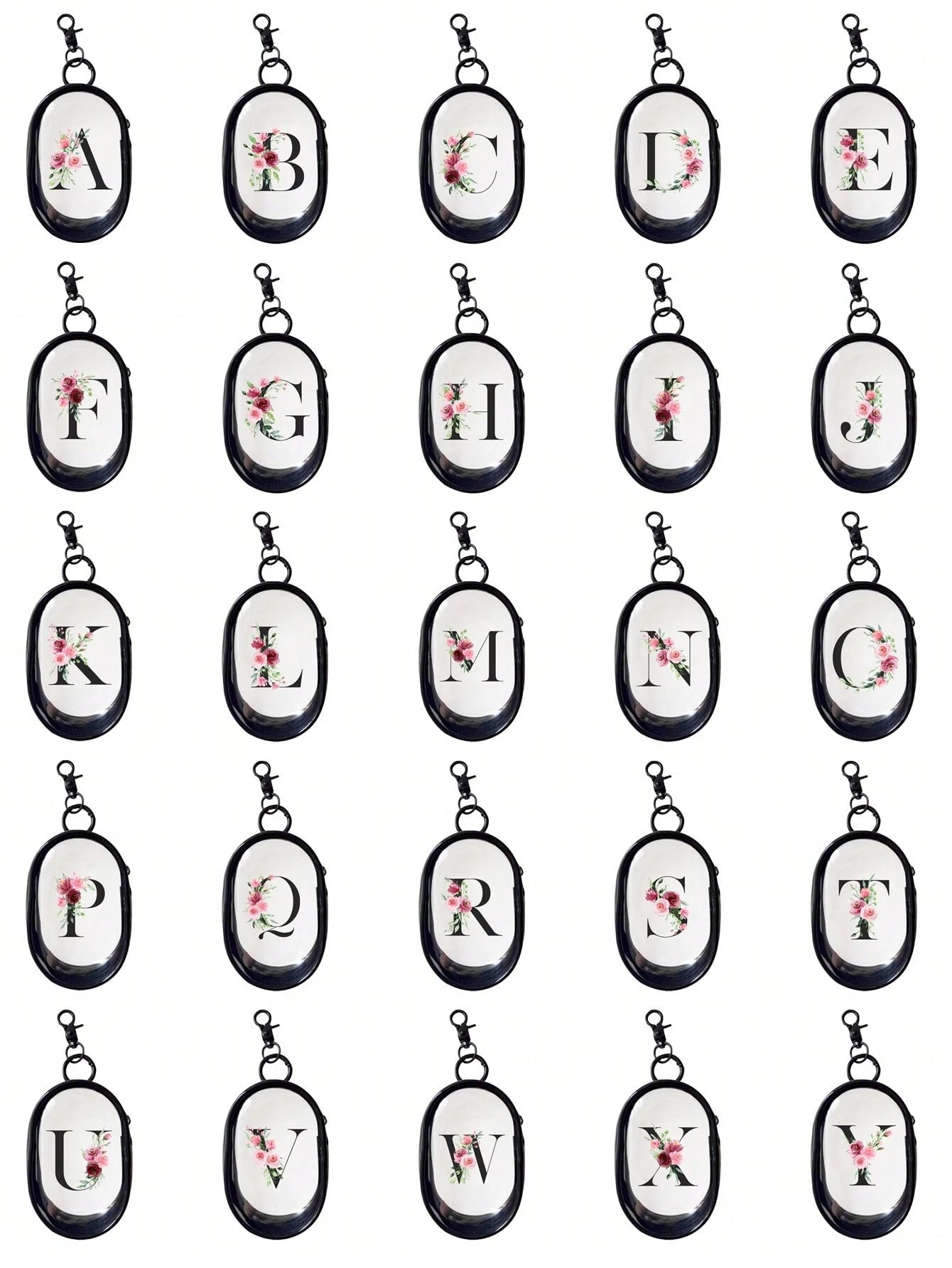Portable Mini Transparent Zipper Storage Bag, Letter & Flower Design Couple Bag, Pendant-Style Multifunctional Storage Pouch, Earphone & Charger Storage Box, With Keychain, Transparent Travel Accessor