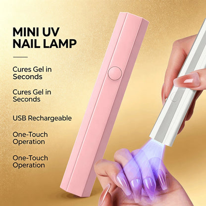 Portable Nail Lamp UV LED Mini Gel Nail Dryer Cordless Rechargeable Fast Curing Light For Home DIY Manicure Travel Use Women