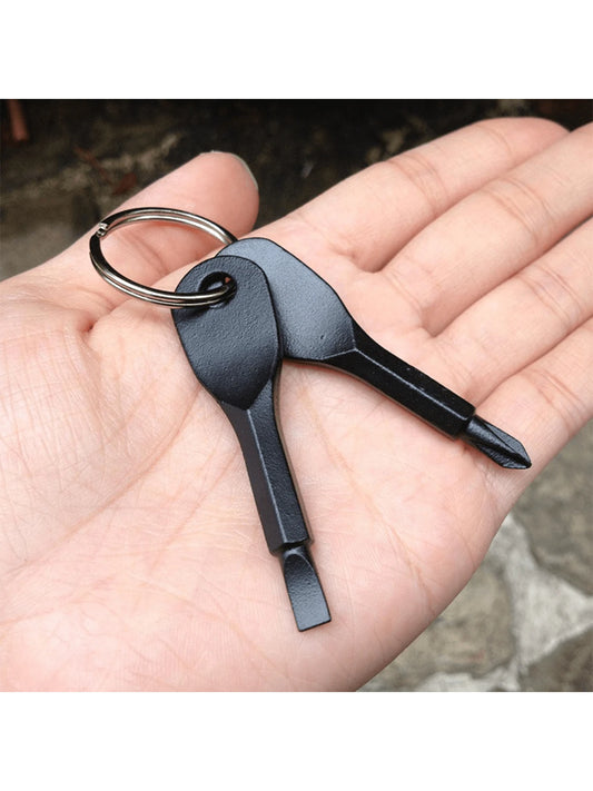 Portable Phillips & Slotted Screwdriver Key Ring Set- Multi-Functional Mini Pocket Repair Tool Gadget for Camping Accessories