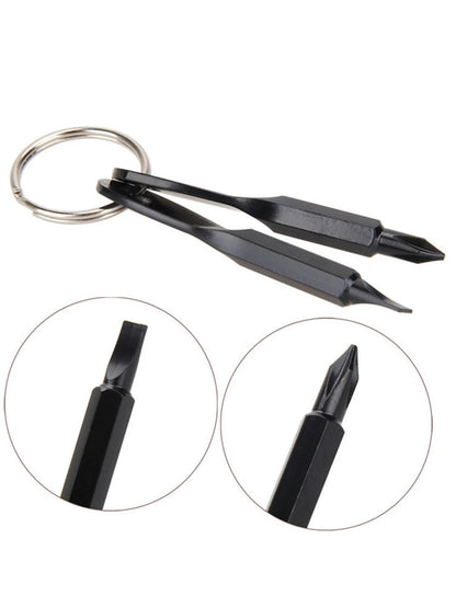 Portable Phillips & Slotted Screwdriver Key Ring Set- Multi-Functional Mini Pocket Repair Tool Gadget for Camping Accessories