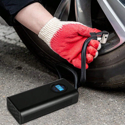 Portable Tire Inflator- Car Accessories, Car Air Compressor, Electric Air Pump With LED Light And Digital Pressure Gauge, Smart Inflator For Cars, Motorcycles, Bicycles, 7.4V 1500MAH (Please Charge F