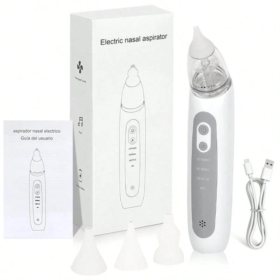 Portable USB Rechargeable Nose Cleaning Device With 3 Suction Levels, 3 Interchangeable Nozzles, And Music Playback Function