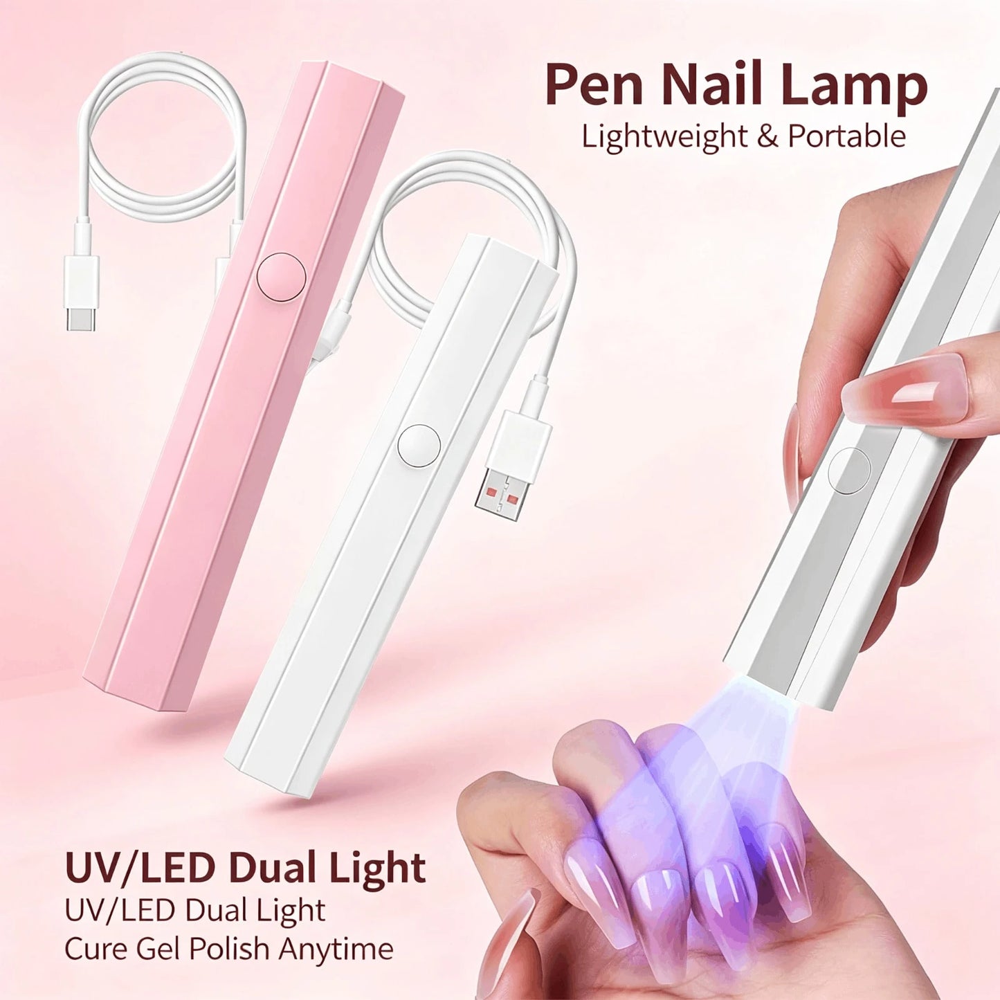Portable Wireless Nail Dryer Lamp, Quick Dry In 8s For Gel Nails, 2 Timer Modes 20s/60s, Compact Design For Single Nail & Detailed Nail Art