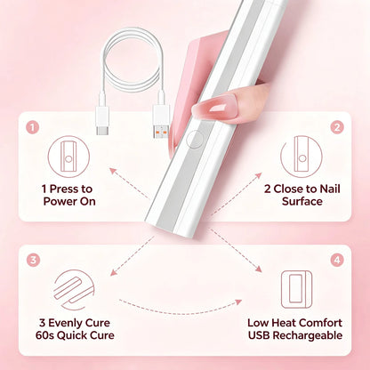 Portable Wireless Nail Dryer Lamp, Quick Dry In 8s For Gel Nails, 2 Timer Modes 20s/60s, Compact Design For Single Nail & Detailed Nail Art