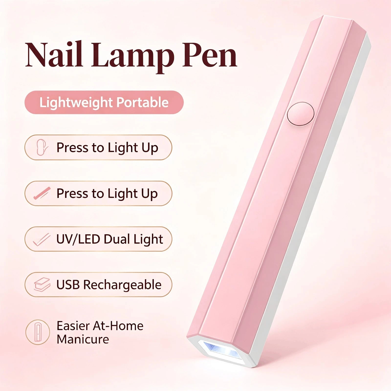 Portable Wireless Nail Dryer Lamp, Quick Dry In 8s For Gel Nails, 2 Timer Modes 20s/60s, Compact Design For Single Nail & Detailed Nail Art