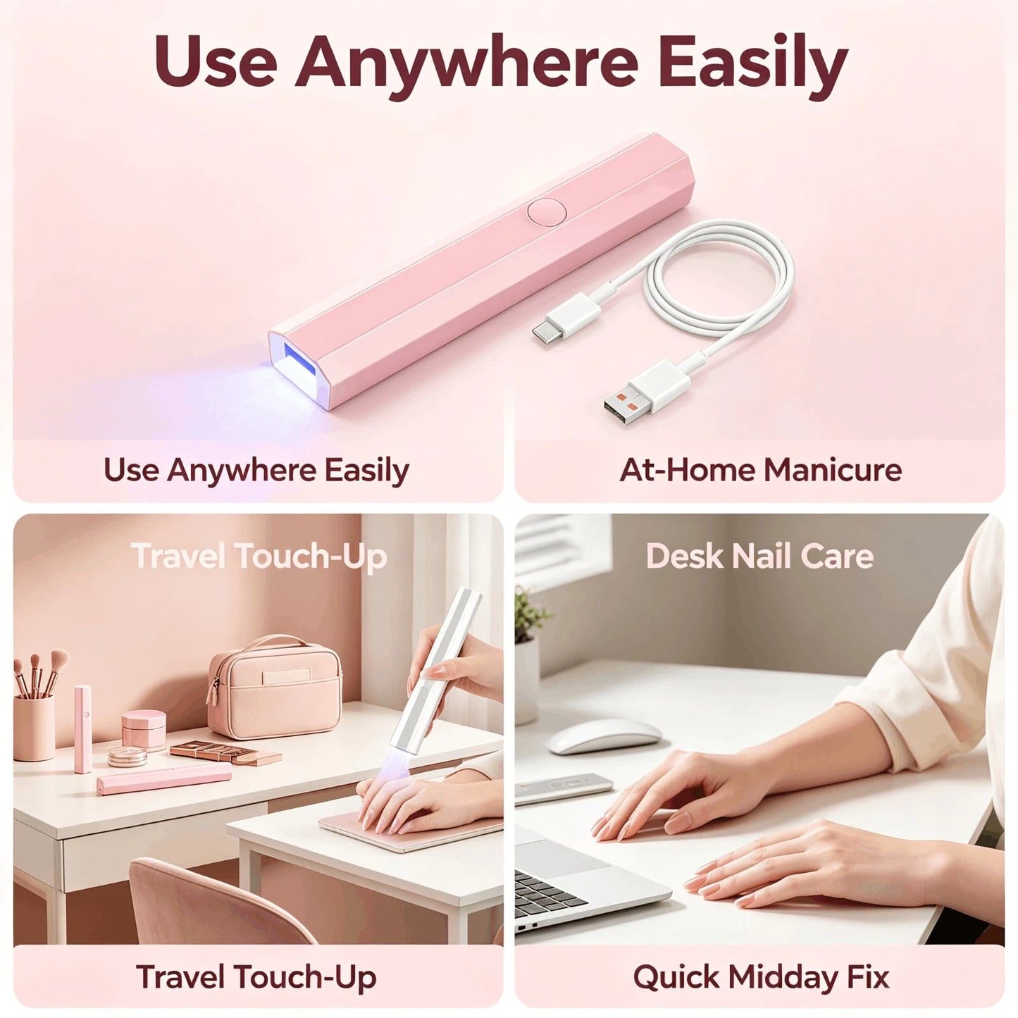 Portable Wireless Nail Dryer Lamp, Quick Dry In 8s For Gel Nails, 2 Timer Modes 20s/60s, Compact Design For Single Nail & Detailed Nail Art