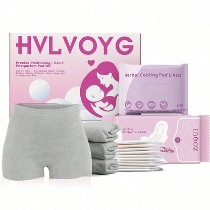 Postpartum Recovery Essential Set, Labor Delivery Mommy Care Bag, Water-Absorbent Disposable Underwear, Nipple Breastfeeding Pad, Inverted Cooling Foam Bottle, Cooling Cotton Pad, Canvas Bag Set.