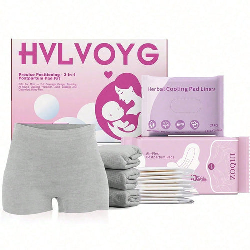 Postpartum Recovery Essential Set, Labor Delivery Mommy Care Bag, Water-Absorbent Disposable Underwear, Nipple Breastfeeding Pad, Inverted Cooling Foam Bottle, Cooling Cotton Pad, Canvas Bag Set.