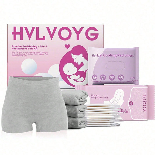 Postpartum Recovery Essential Set, Labor Delivery Mommy Care Bag, Water-Absorbent Disposable Underwear, Nipple Breastfeeding Pad, Inverted Cooling Foam Bottle, Cooling Cotton Pad, Canvas Bag Set.