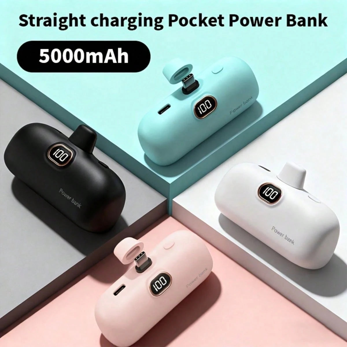 Power Bank With Built-In Cable Portable Power Supply Mini Portable Power Bank Charger Compatible With Iphone – Upgraded 5000mAh 20W PD Fast Charging Battery Pack With Built-In LED Emergency Light & Co
