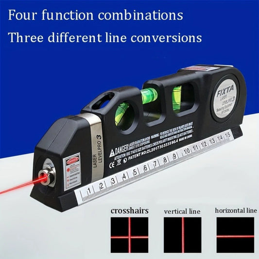 Precision Laser Level With Dual Scale Ruler, Horizontal Ruler Kit, Multipurpose Tool For Construction Woodworking Home DIY, AG13/LR44 Battery Powered (Non-Rechargeable)