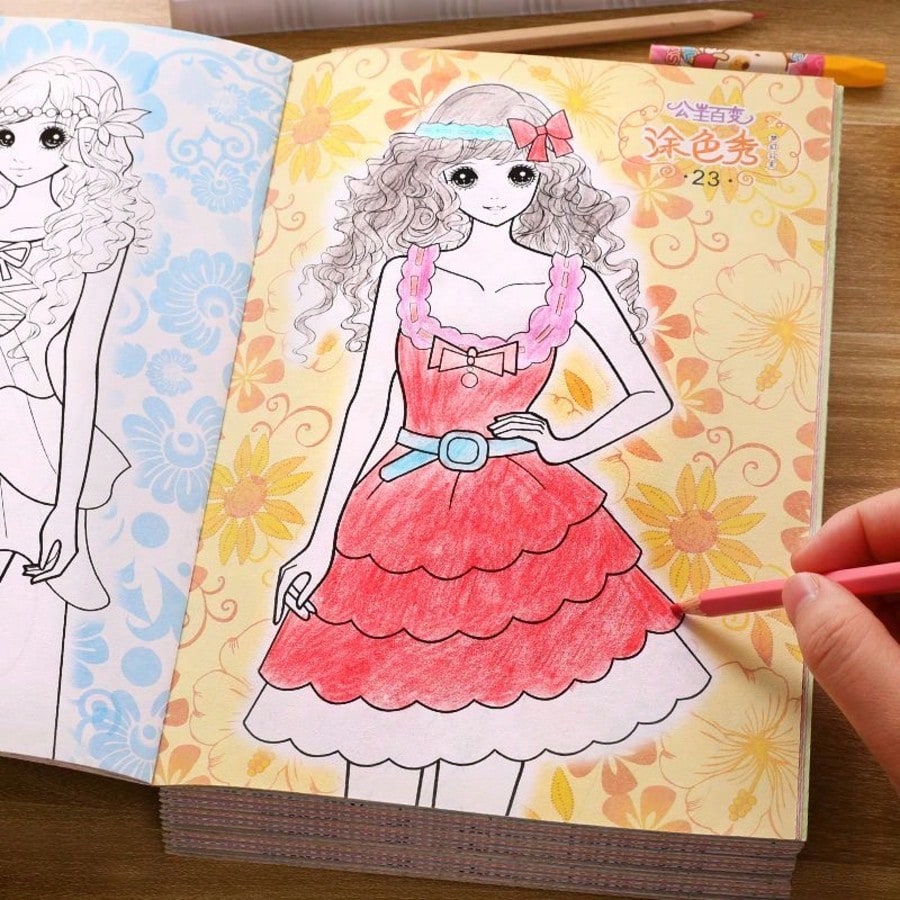 Princess Dress-Up Coloring Book For Girls Ages 3+, 32 Pages, Art Craft Kit, Paper Material, Youngsters'S Drawing And Graffiti Book, Ideal Birthday, Festival, Back To School Gift, Creative Activity Boo