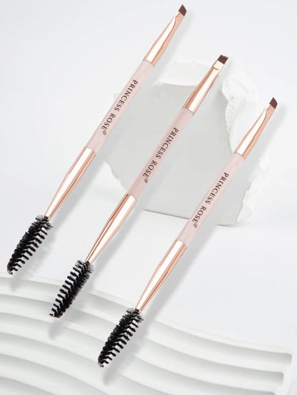 Princess Rose Rose Princess Portable Dual-Ended Pink Eyebrow Brush, Eyelash Brush, Eye Makeup Brush, Made Of Soft Bristles That Won't Harm The Face. Dual-Ended Design Makes It More Convenient To Use.