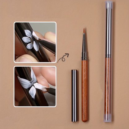 Professional Cinnabar Wood Nail Art Pen With Triangle Brush Tip| Floral & Butterfly Design, Press-On Petal Leaf Embellishments| Unscented Manicure Tool For DIY/Salon, 1-Piece Set