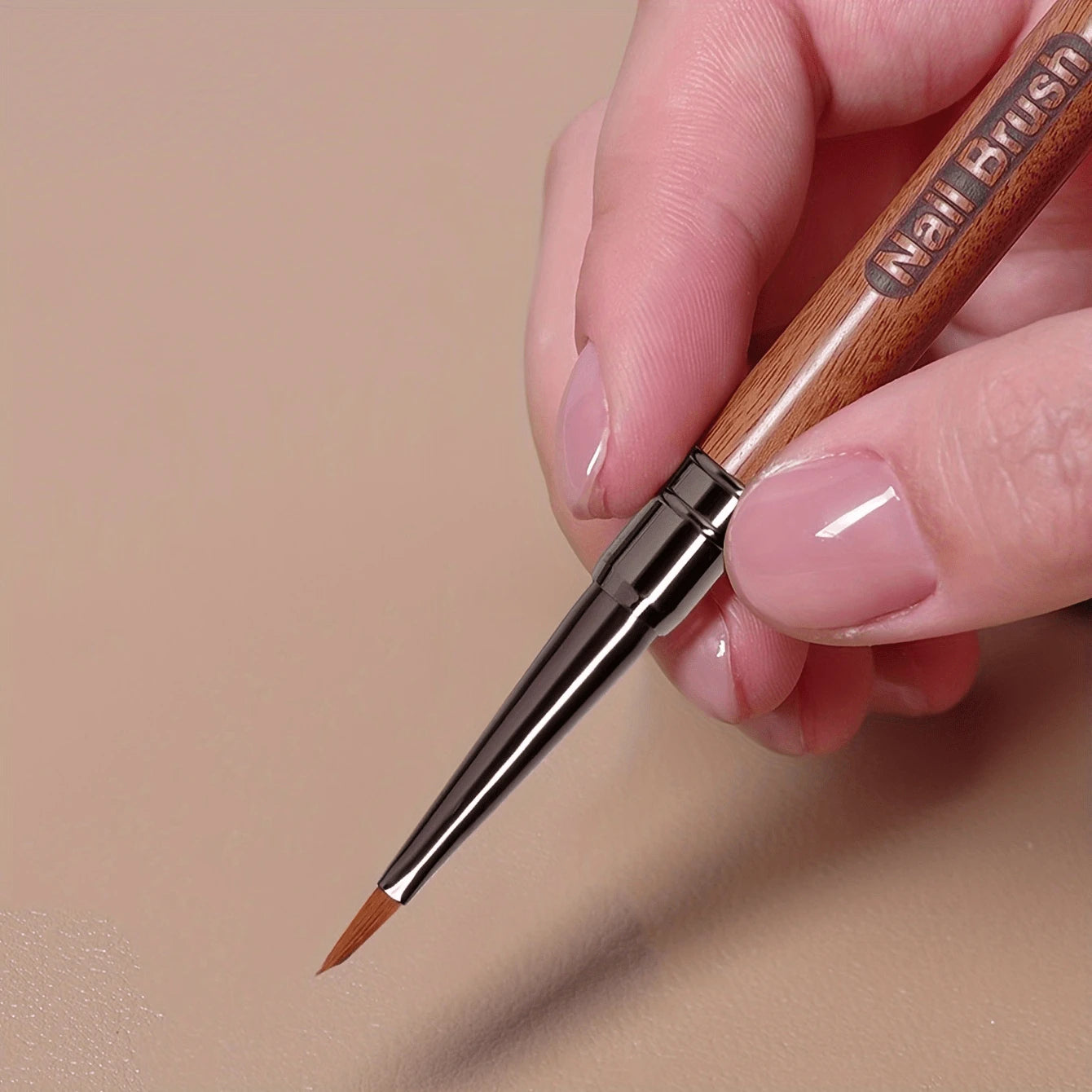 Professional Cinnabar Wood Nail Art Pen With Triangle Brush Tip| Floral & Butterfly Design, Press-On Petal Leaf Embellishments| Unscented Manicure Tool For DIY/Salon, 1-Piece Set