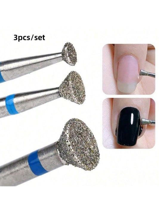 Professional Diamond Nail Drill Bits Set With 3 Pieces For Nail Polishing And Gel Removal