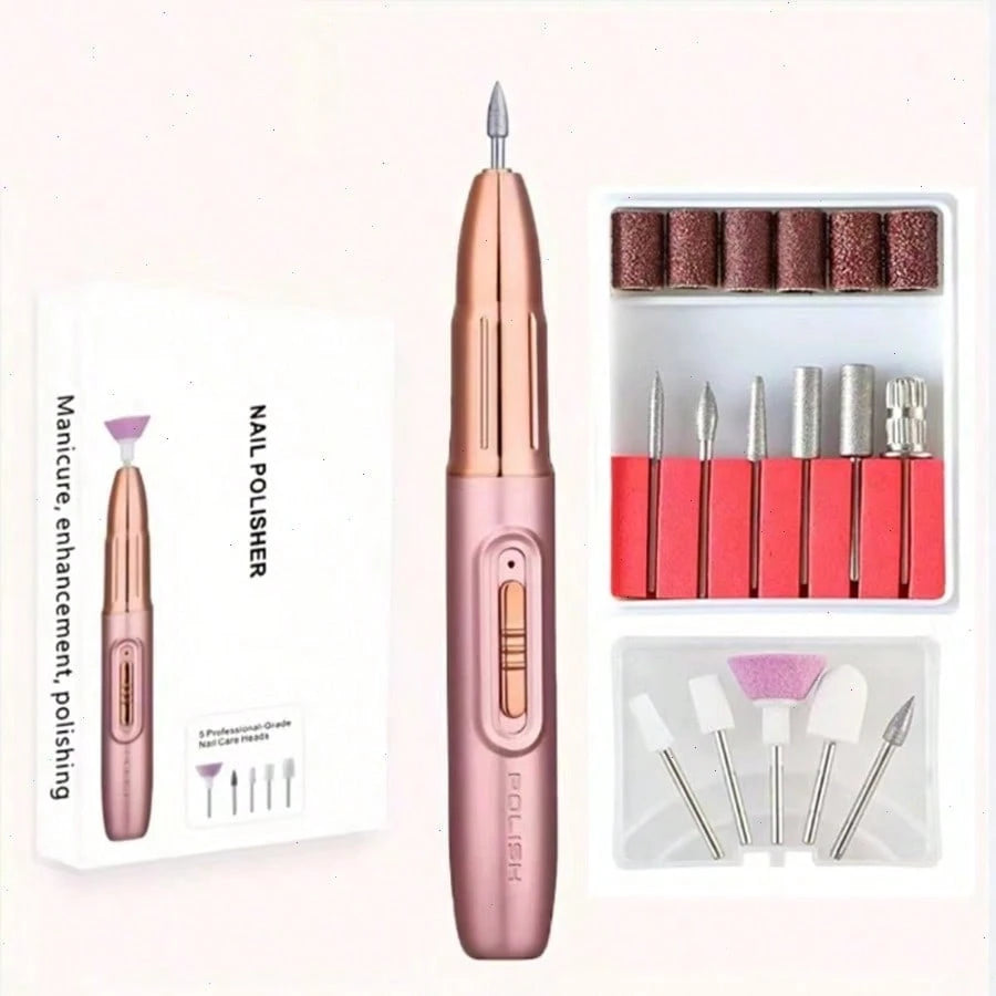 Professional Electric Nail Drill Machine, 32 Adjustable Speeds With LED Display, 11Pcs Drill Bits Nail File For Acrylic Gel Nails Dip Powder Polish Shaping Polishing Removing, Pink Gold