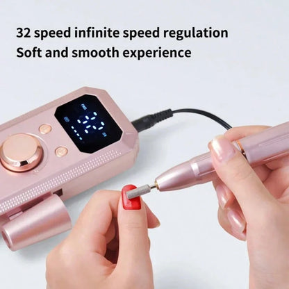 Professional Electric Nail Drill Machine, 32 Adjustable Speeds With LED Display, 11Pcs Drill Bits Nail File For Acrylic Gel Nails Dip Powder Polish Shaping Polishing Removing, Pink Gold
