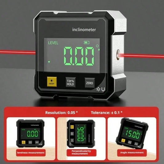 Professional-Grade Magnetic Digital Angle Finder, With Strong Magnetic Adsorption On All Four Sides, LCD Backlit High-Definition Screen, Rechargeable, A Must-Have Tool For Woodworking And Measurement.
