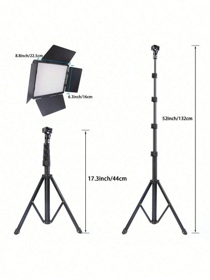 Professional LED Studio Light With Adjustable 130cm Tripod- 22.5x16cm Square Fill Light, Used For Photography, Live Streaming, And Meetings. USB Power Supply. Compatible With IOS And Android Systems.