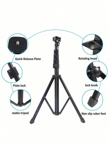 Professional LED Studio Light With Adjustable 130cm Tripod- 22.5x16cm Square Fill Light, Used For Photography, Live Streaming, And Meetings. USB Power Supply. Compatible With IOS And Android Systems.
