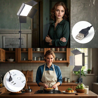 Professional LED Studio Light With Adjustable 130cm Tripod- 22.5x16cm Square Fill Light, Used For Photography, Live Streaming, And Meetings. USB Power Supply. Compatible With IOS And Android Systems.