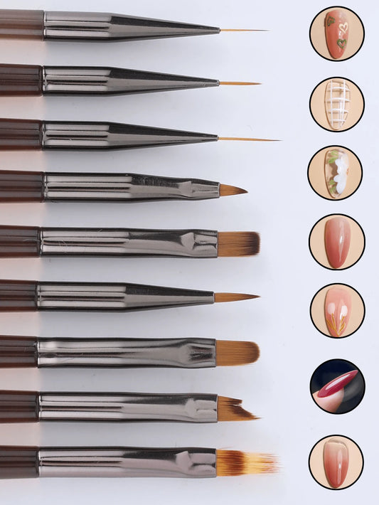 Professional Nail Art Brushes, Line Detail Painting Gradient Painting Brushes Suitable For Nail Salons And DIY, UV Gel Acrylic Nail Art Design Tool Set (1pc Or 9pcs)
