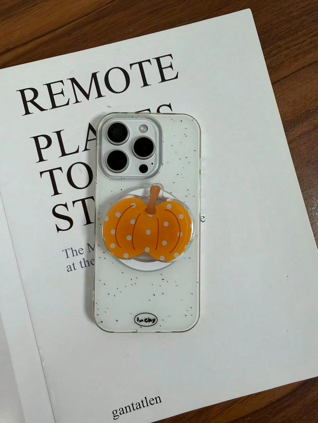 Pumpkin Starfruit Phone Stand, Stable Desktop Phone Holder With Telescopic Stand And Pop-Out Socket Phone Grip