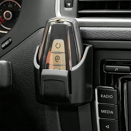PVC Material Car Key Organizer Holder With Remote Control Slot- Durable Black Storage Rack To Organize Car Keys, Cards And Accessories- Fits Dashboard And Center Console, Remote Control Holder| Mod