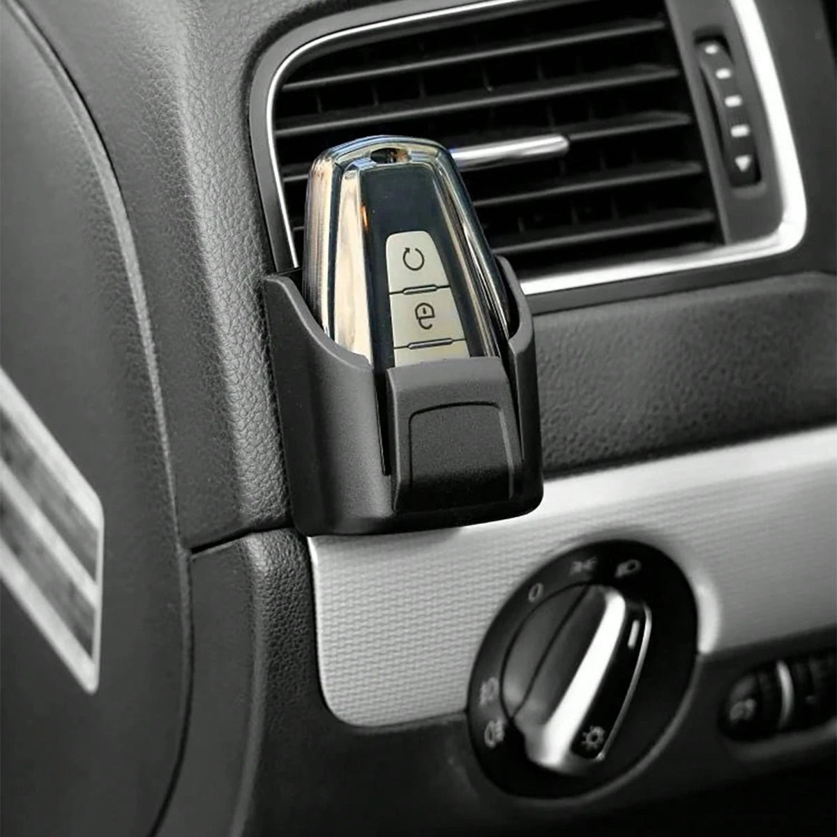 PVC Material Car Key Organizer Holder With Remote Control Slot- Durable Black Storage Rack To Organize Car Keys, Cards And Accessories- Fits Dashboard And Center Console, Remote Control Holder| Mod