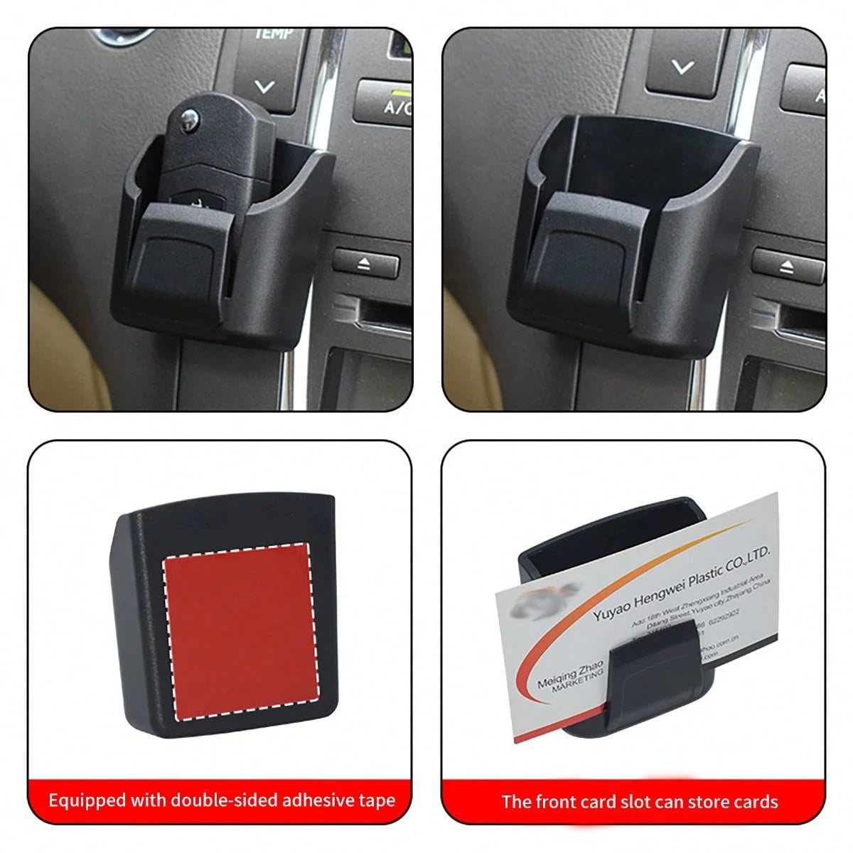 PVC Material Car Key Organizer Holder With Remote Control Slot- Durable Black Storage Rack To Organize Car Keys, Cards And Accessories- Fits Dashboard And Center Console, Remote Control Holder| Mod