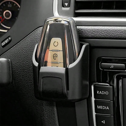 PVC Material Car Key Organizer Holder With Remote Control Slot- Durable Black Storage Rack To Organize Car Keys, Cards And Accessories- Fits Dashboard And Center Console, Remote Control Holder| Mod
