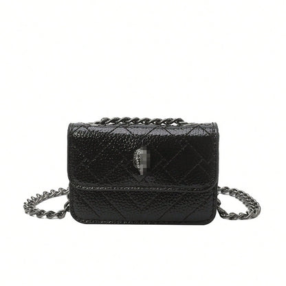 Quilted PU Square Crossbody Bag, Magnetic Closure Metal Chain Shoulder Purse With Card Slots, Luxury Daily Women Tiny Bag Multiple