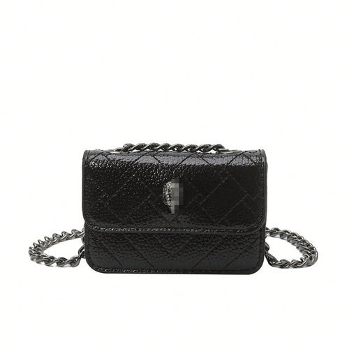 Quilted PU Square Crossbody Bag, Magnetic Closure Metal Chain Shoulder Purse With Card Slots, Luxury Daily Women Tiny Bag Multiple