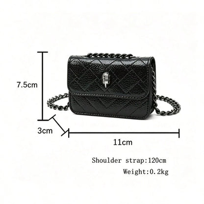 Quilted PU Square Crossbody Bag, Magnetic Closure Metal Chain Shoulder Purse With Card Slots, Luxury Daily Women Tiny Bag Multiple