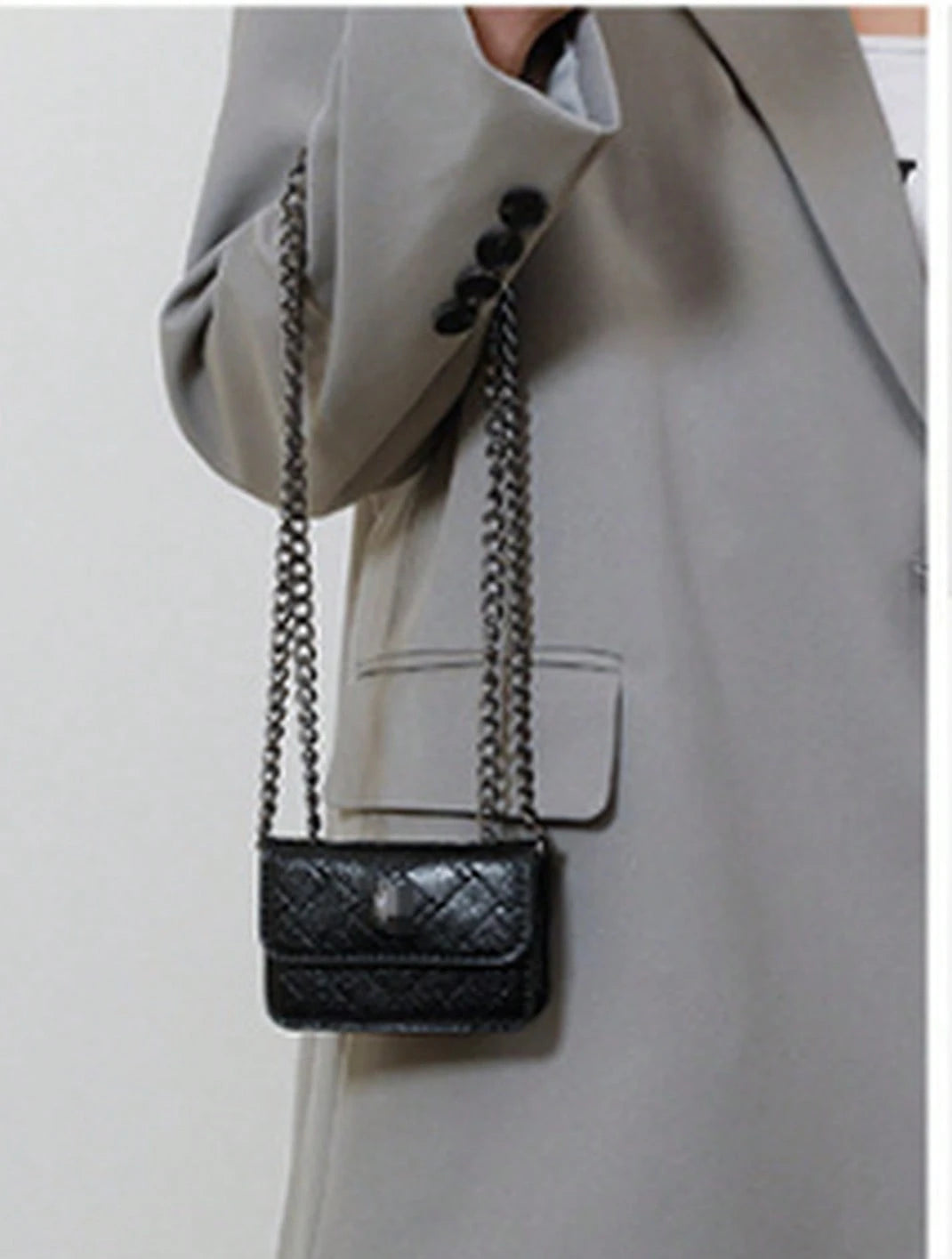 Quilted PU Square Crossbody Bag, Magnetic Closure Metal Chain Shoulder Purse With Card Slots, Luxury Daily Women Tiny Bag Multiple
