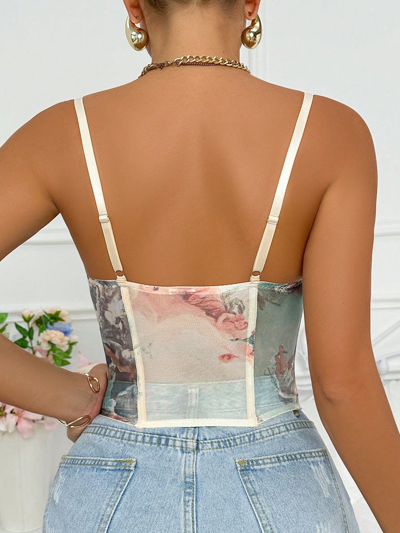 Rafferiza Women's Summer Sleeveless Oil Painting Print Fitted Street Style Tank Top Graphic Tees Women Tops