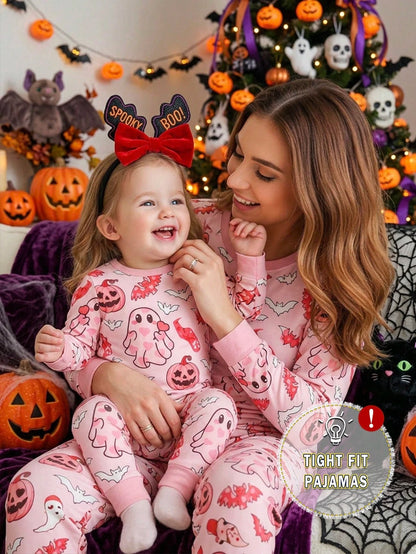 [Random 9 Sets, 2 Sets Sent] Baby Girl Home Wear Tight-Fitting Pajama Set, Long Sleeve Long Pants, Rabbit Heart Bow Polka Dot Stripe Flower Cartoon Print, All Season, Home Or Outdoor Play, Soft