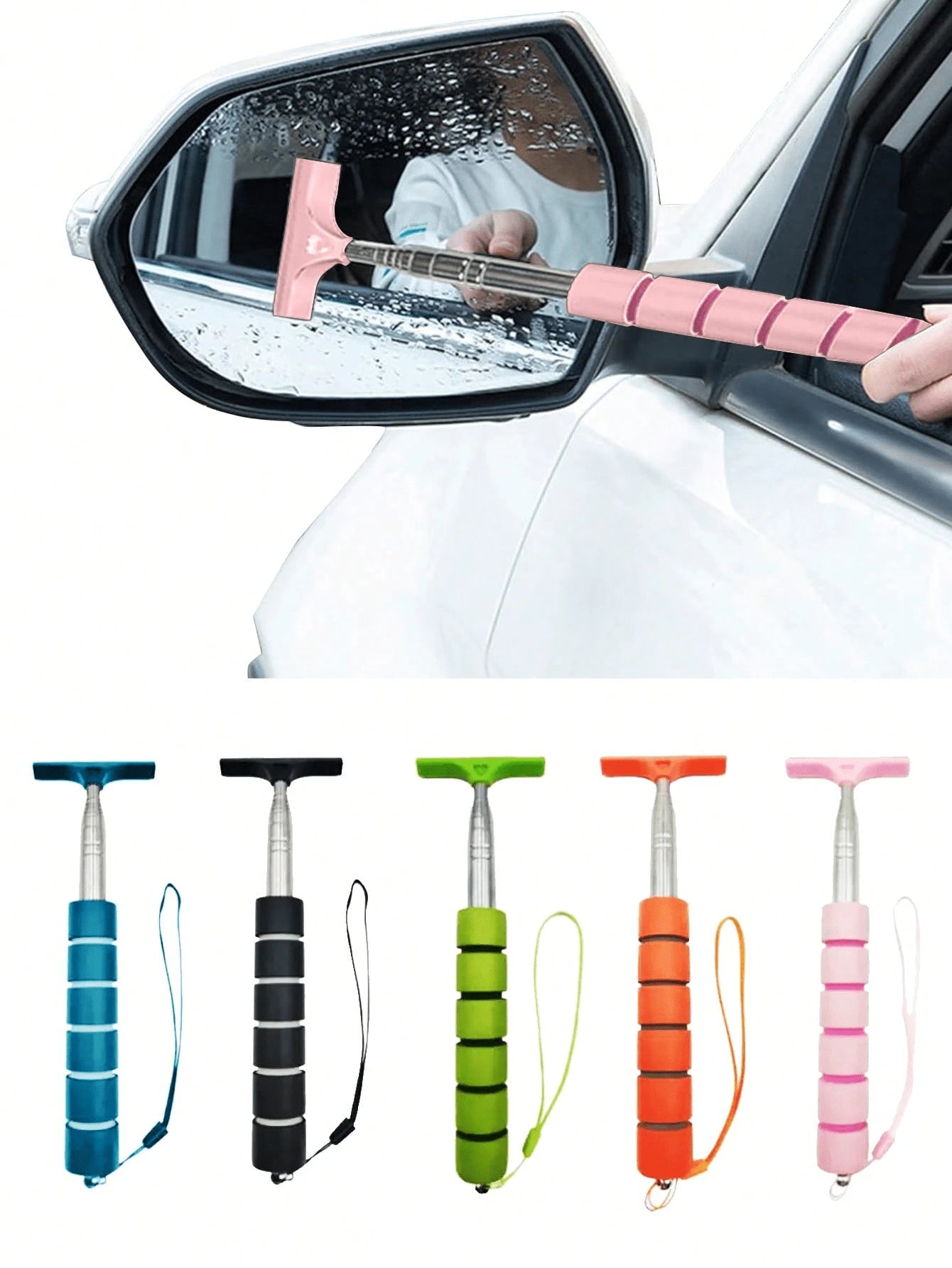 rayhong Car Side Mirror Rearview Mirror Wiper, Retractable Windshield Wiper, Car Glass Cleaner With Extendable Handle, Portable Cleaning Tool, Retractable Wing Mirror Wiper Cleaner, Portable Car Windo