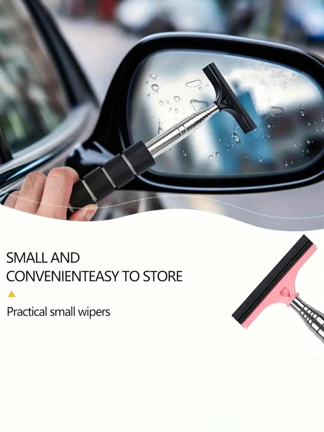 rayhong Car Side Mirror Rearview Mirror Wiper, Retractable Windshield Wiper, Car Glass Cleaner With Extendable Handle, Portable Cleaning Tool, Retractable Wing Mirror Wiper Cleaner, Portable Car Windo