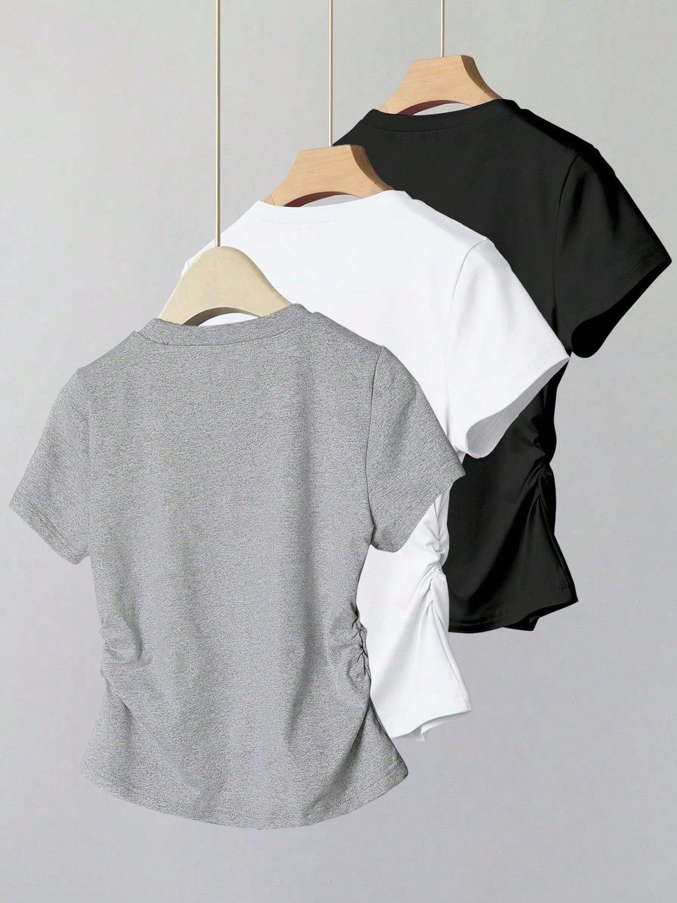 Resyla 3pcs/Set Women Versatile Casual Minimalist Summer Short Sleeve T-Shirt Set