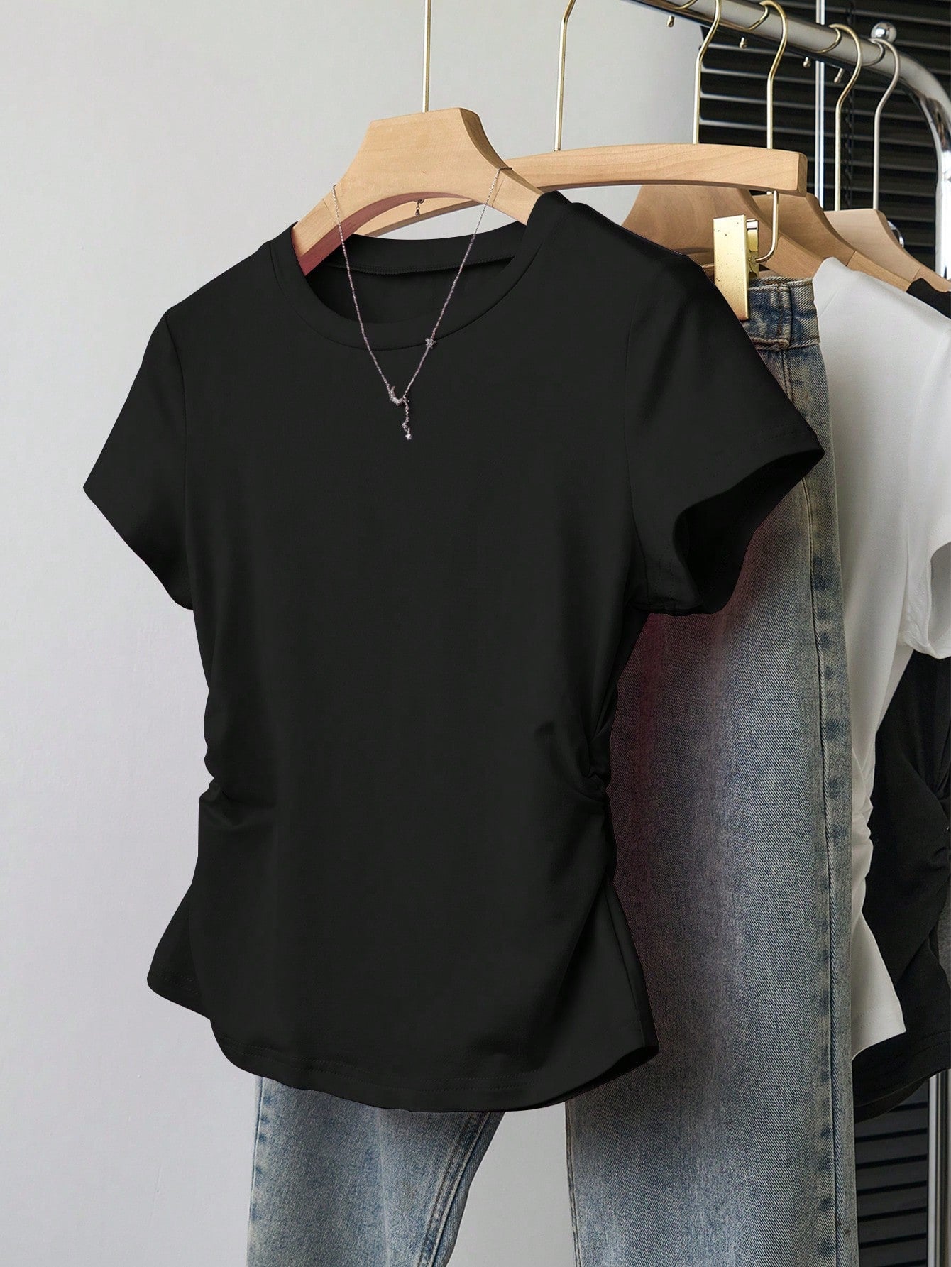 Resyla 3pcs/Set Women Versatile Casual Minimalist Summer Short Sleeve T-Shirt Set