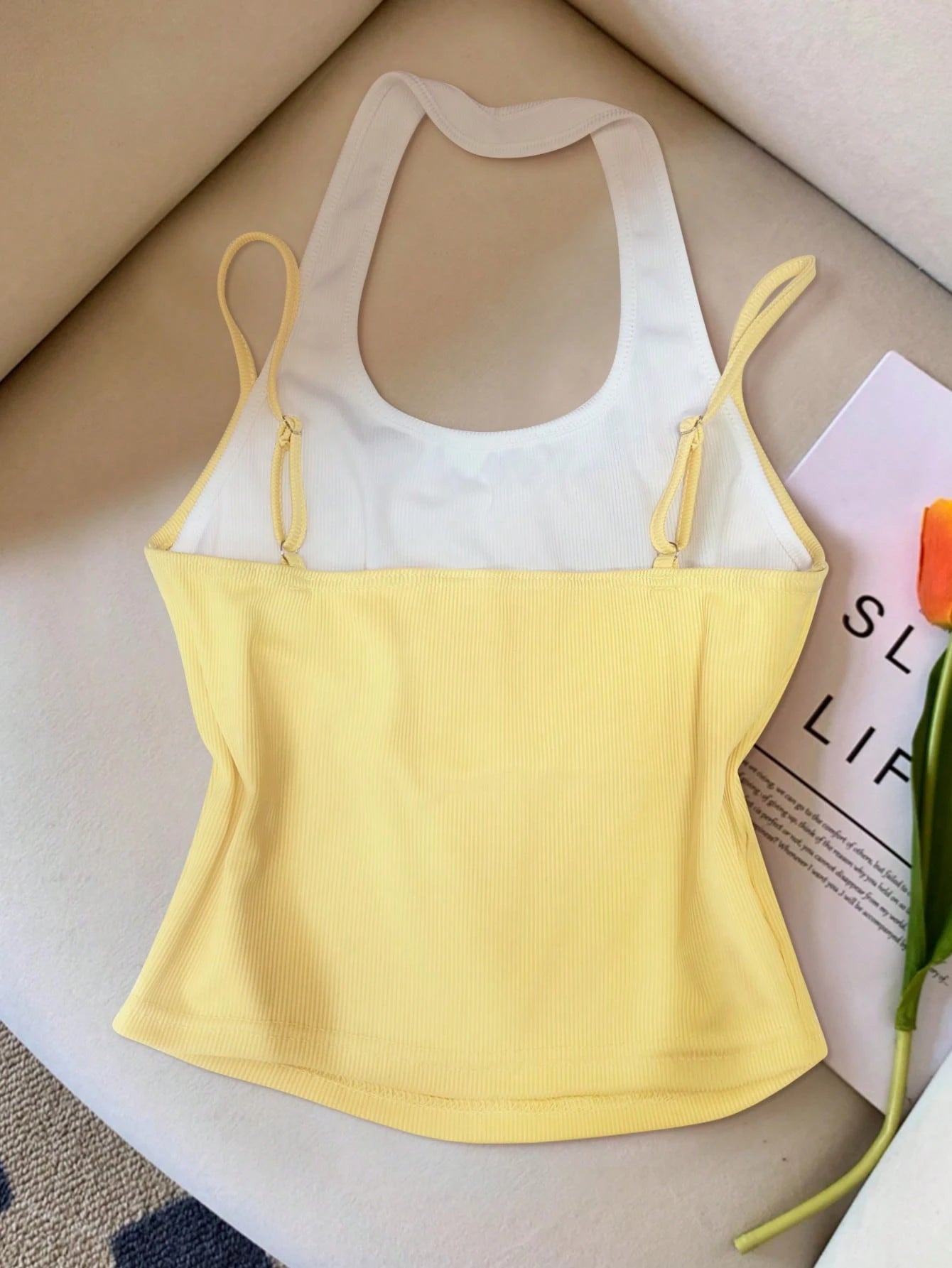 Resyla Contrast Color Sleeveless Top, Casual & Fashionable For Summer