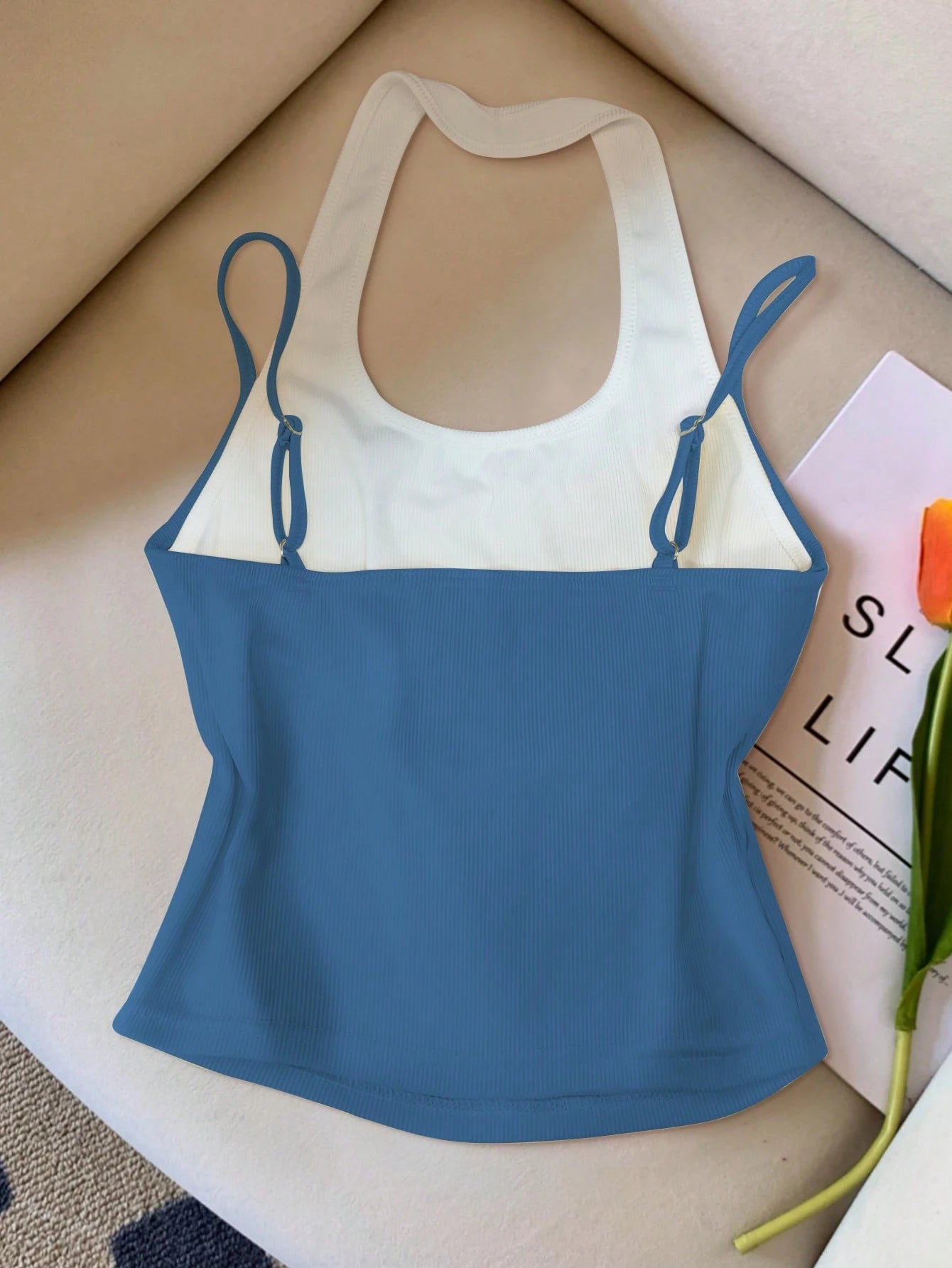 Resyla Contrast Color Sleeveless Top, Casual & Fashionable For Summer