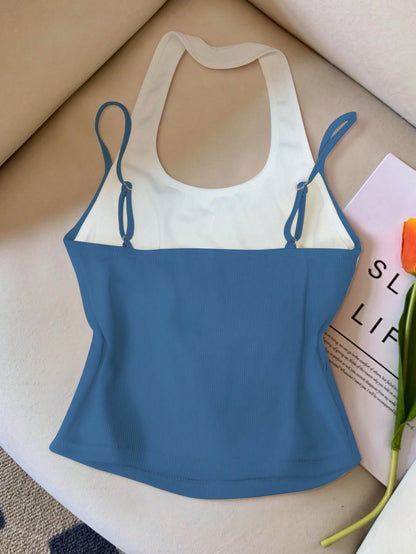 Resyla Contrast Color Sleeveless Top, Casual & Fashionable For Summer