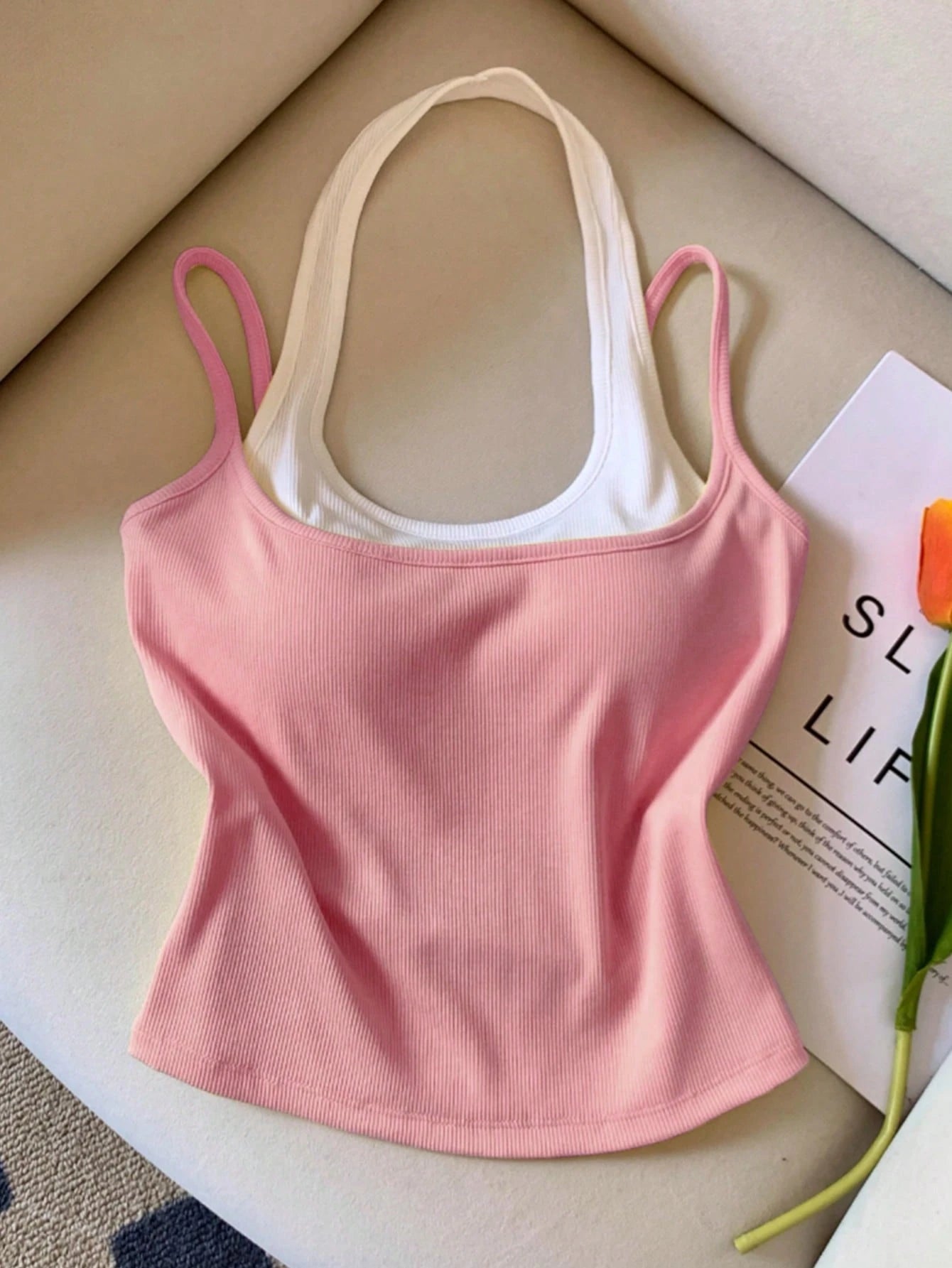 Resyla Contrast Color Sleeveless Top, Casual & Fashionable For Summer