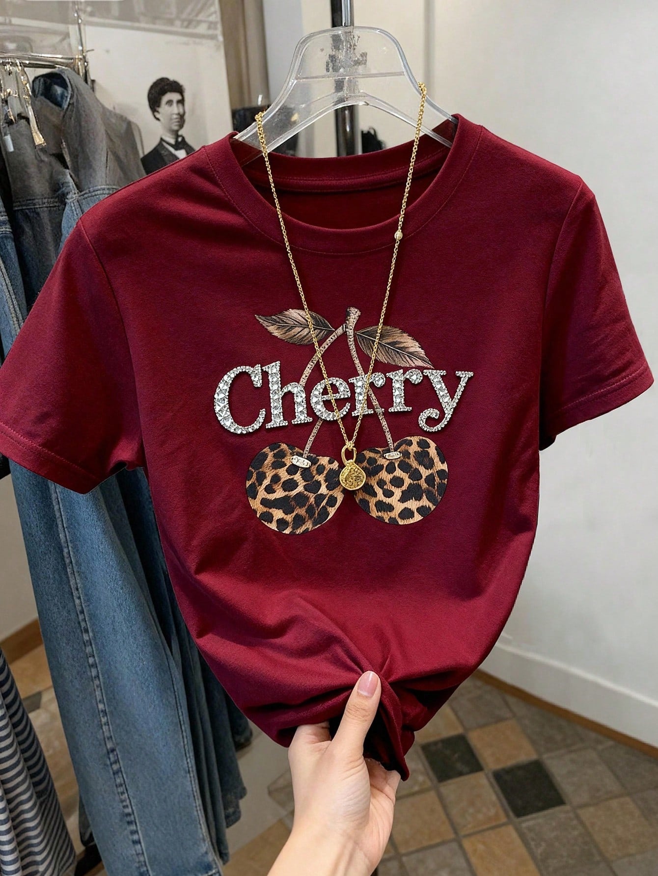 Resyla Leopard Print Digital Pattern Women's Casual Round Neck Short Sleeve T-Shirt, Gift For Friends