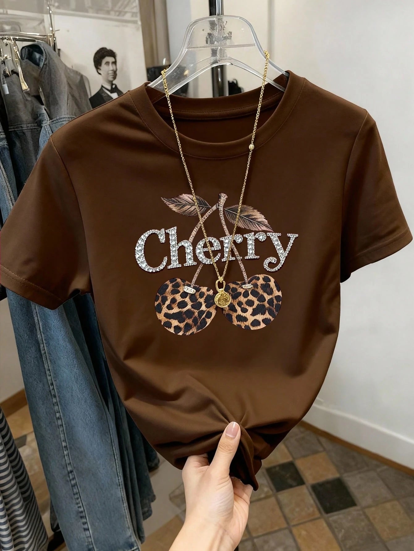 Resyla Leopard Print Digital Pattern Women's Casual Round Neck Short Sleeve T-Shirt, Gift For Friends