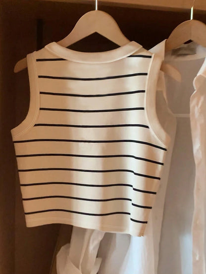 Resyla Women's Spring/Summer New Arrival Bestselling Striped, Polka Dot, Solid Color Printed Camisole Vest Tops, Versatile All-Match Fitted Style